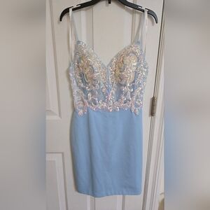 PromGirl Light Blue Sequin Embellished Evening Dress